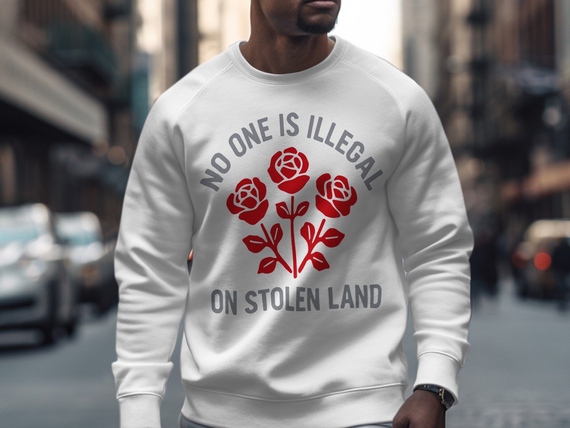 No One Is Illegal On Stolen Land statement sweatshirt product