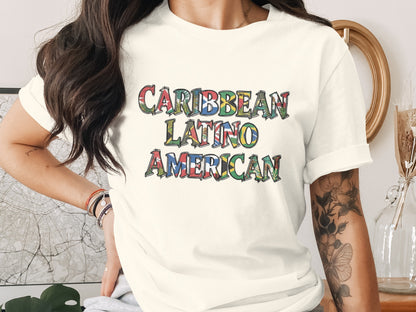 Caribbean Latino American letter pattern t-shirt