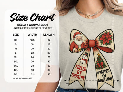 Santa Snowman Bow Feel Empathy Wrapped Rebellion Tee