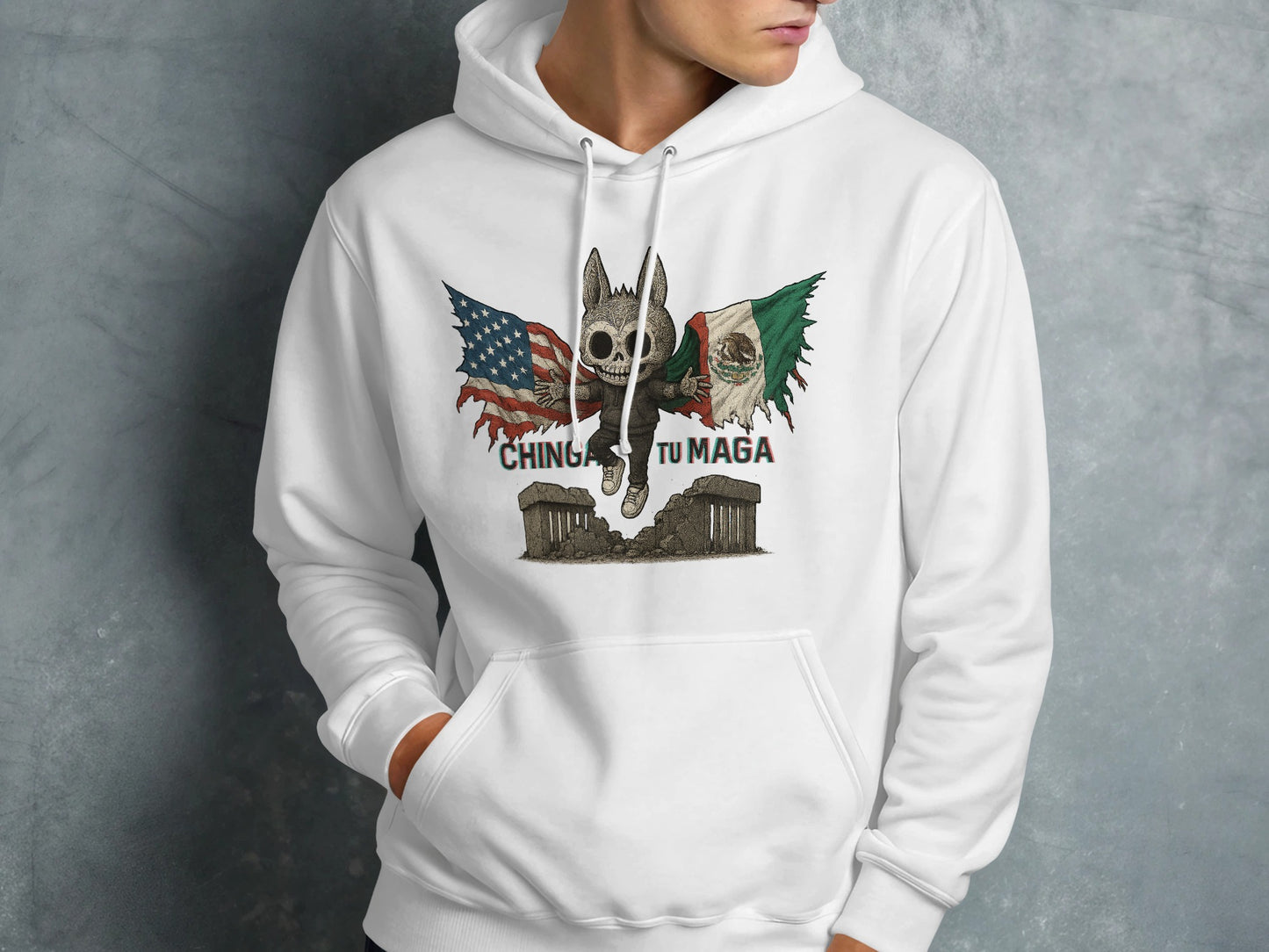 Patriotic Skull and Flags Graphic Hooded product