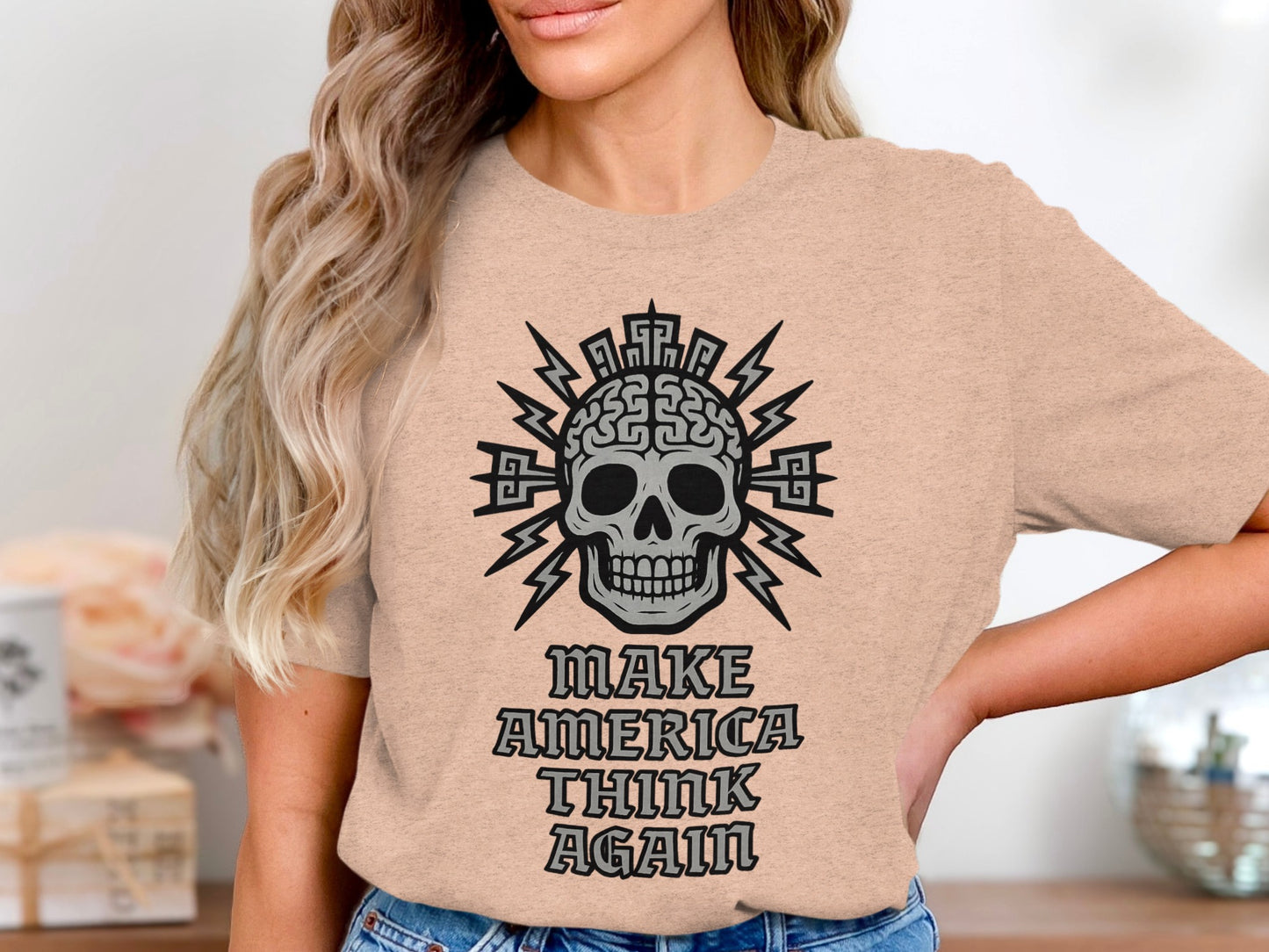 Make America Think Again Skull Graphic Tee