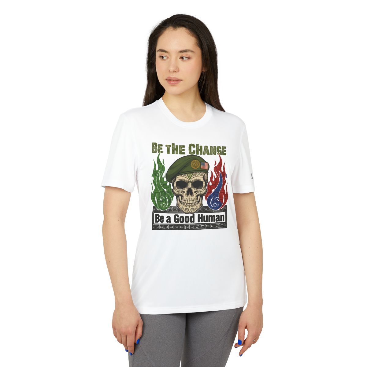 Be The Change Be a Good Human Skull Graphic T-Shirt