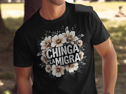 Bold Floral Chinga La Migra Graphic Tee product