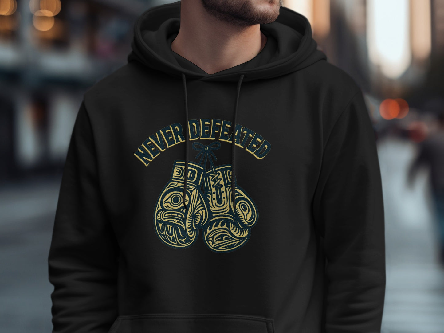 Never Defeated Boxing Gloves Hoodie product