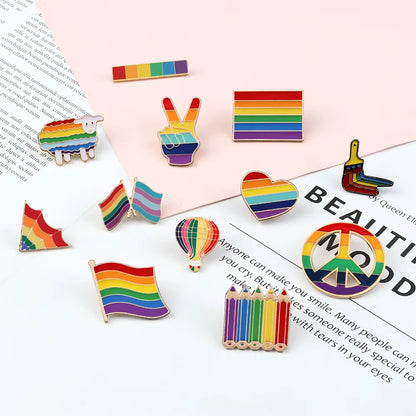 Celebrate Love with Our Custom Rainbow Enamel Pins - Stylish LGBT Brooches Featuring Heart and Gesture Designs for Bags, Shirts, and Lapels - Perfect Unique Jewelry Gifts