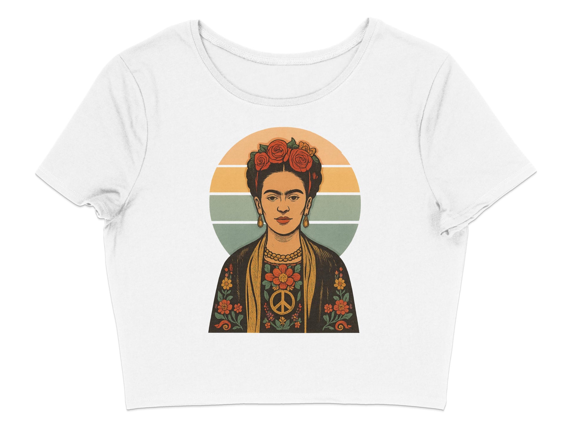Vintage Frida Kahlo Peace Sign Graphic Crop Top product