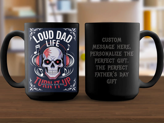 Loud Dad Life Skull Headphones Black Coffee Mug product