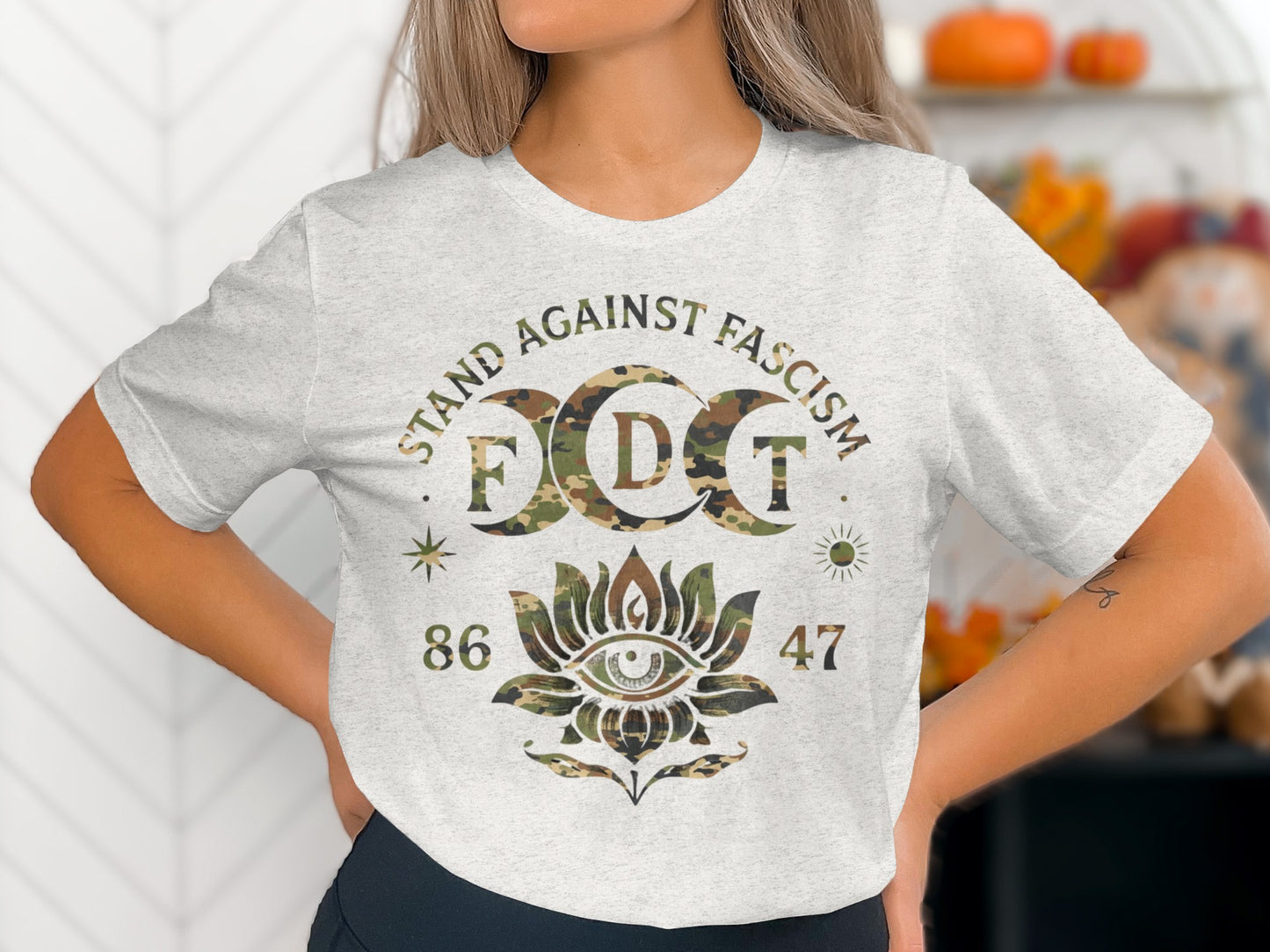 Stand Against Fascism and Lotus Design T-shirt product type