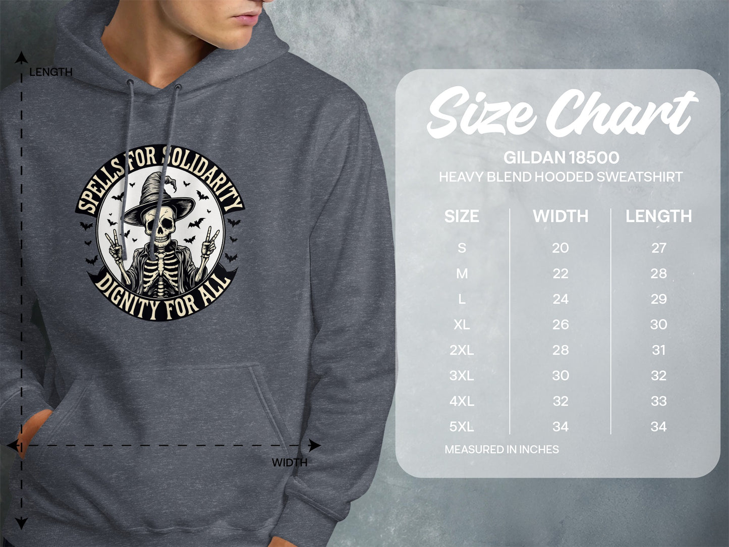 Spells for Solidarity Dignity for All hooded sweatshirt
