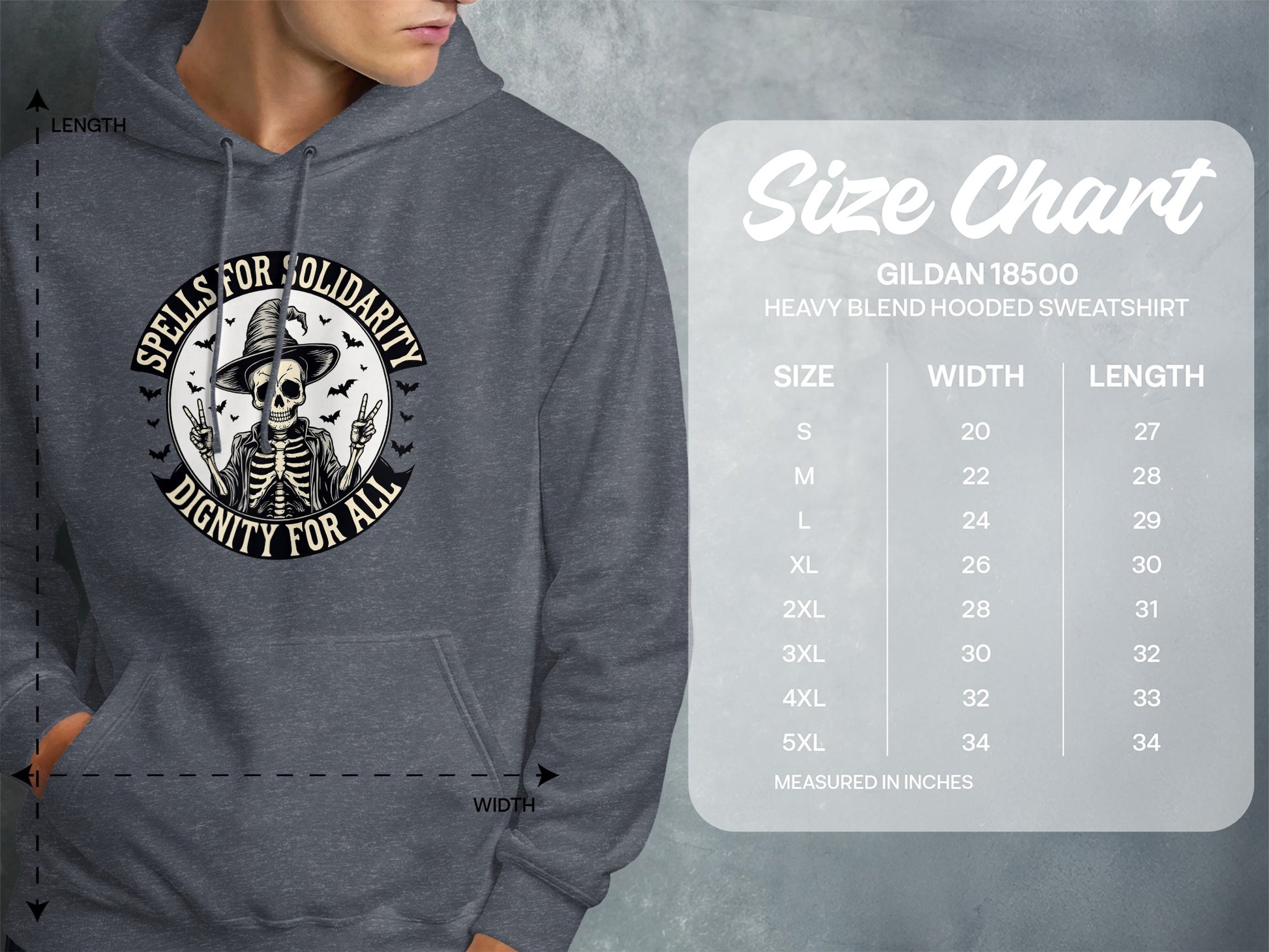 Spells for Solidarity Dignity for All hooded sweatshirt