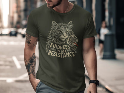Kindness Is My Resistance Cat Graphic T-Shirt