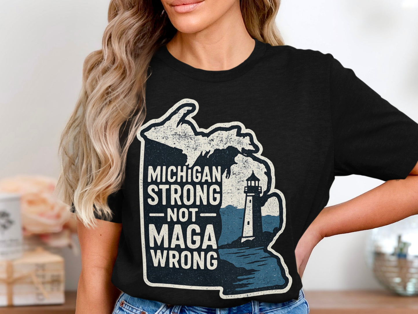 Michigan Strong Not Maga Wrong Graphic T-Shirt product