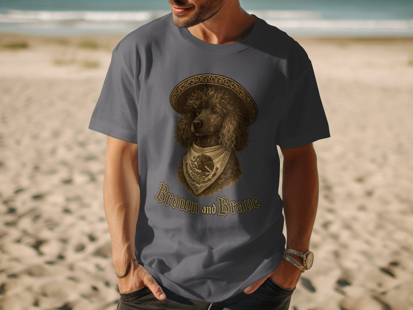 Brown and Brave Dog Wearing Hat Graphic T-Shirt product