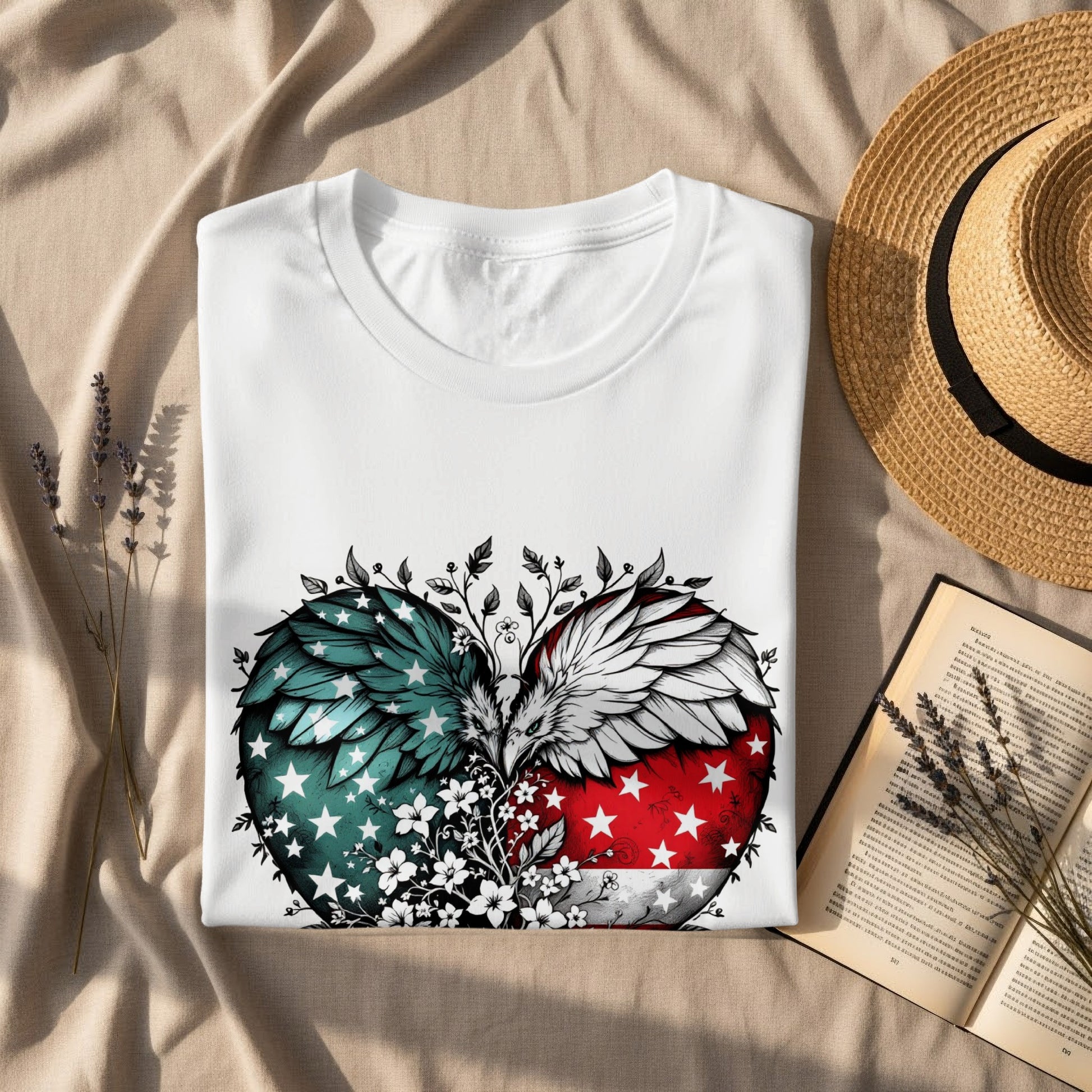 Heart Wings and Flowers Graphic Design Shirt product type