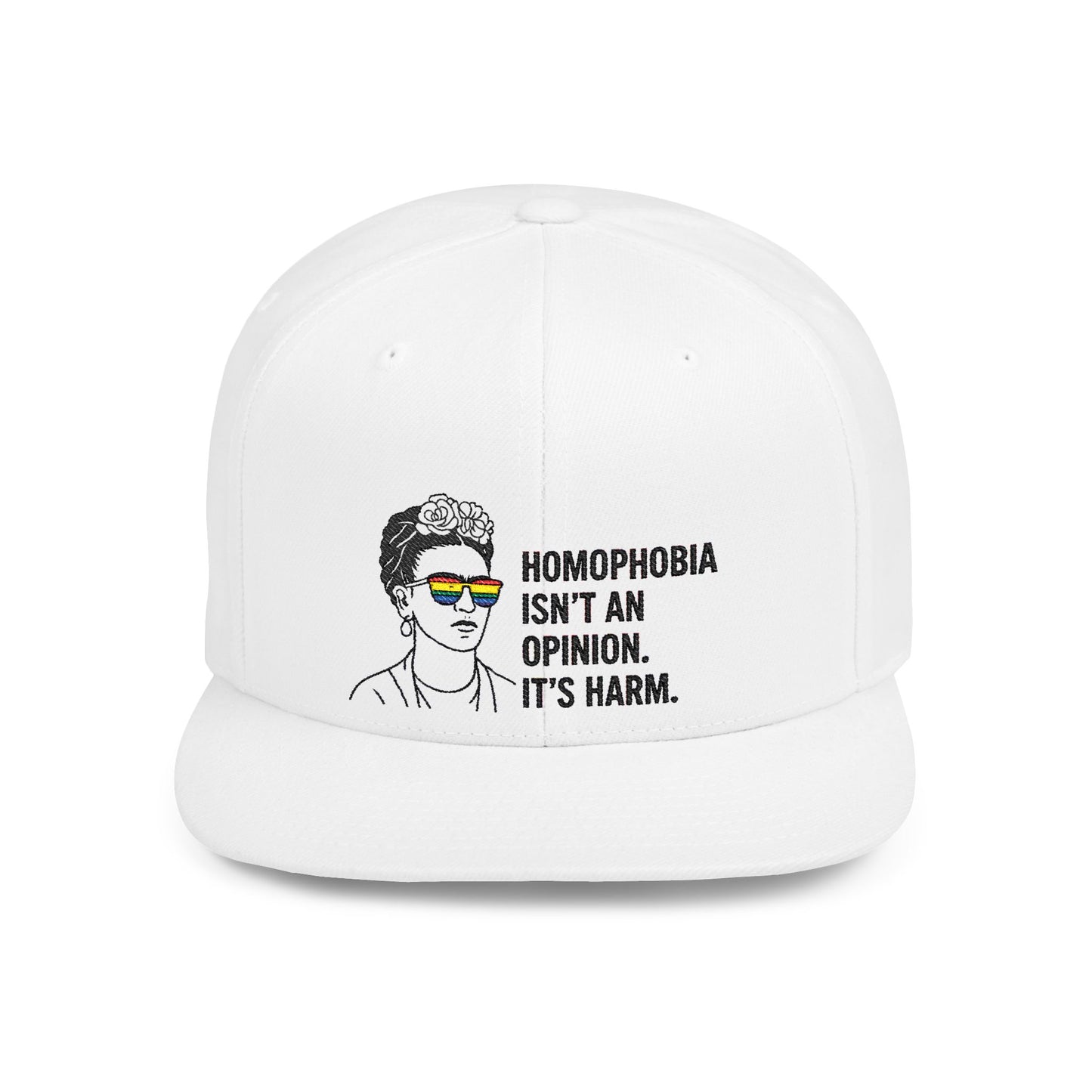 Frida Kahlo-Inspired Flat Bill Snapback Hat | LGBTQ+ Pride Apparel, Statement Cap, Fashion Accessory, Gift for Activists, Casual Wear