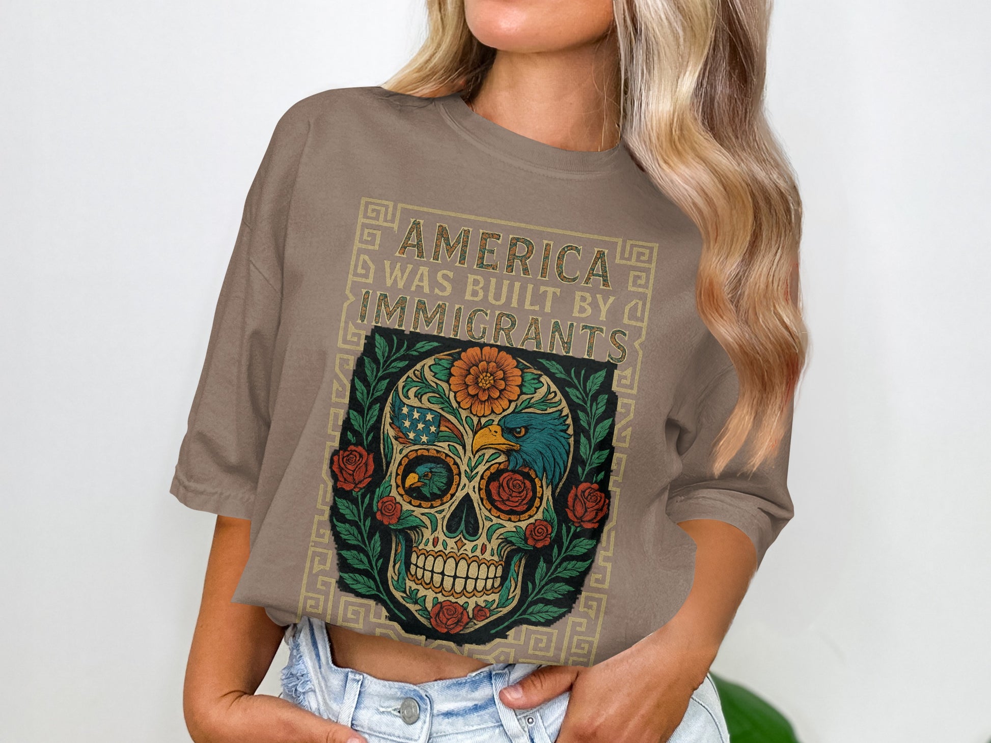 America Was Built by Immigrants Skull T-Shirt