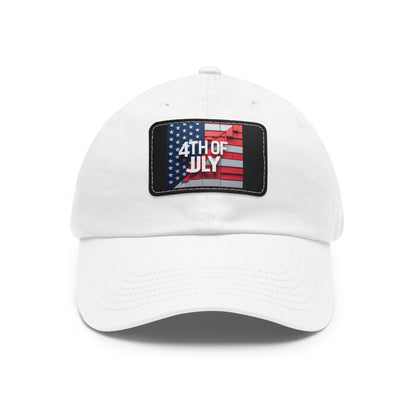 4th of July Dad Hat with Leather Patch - Patriotic Cap for Independence Day