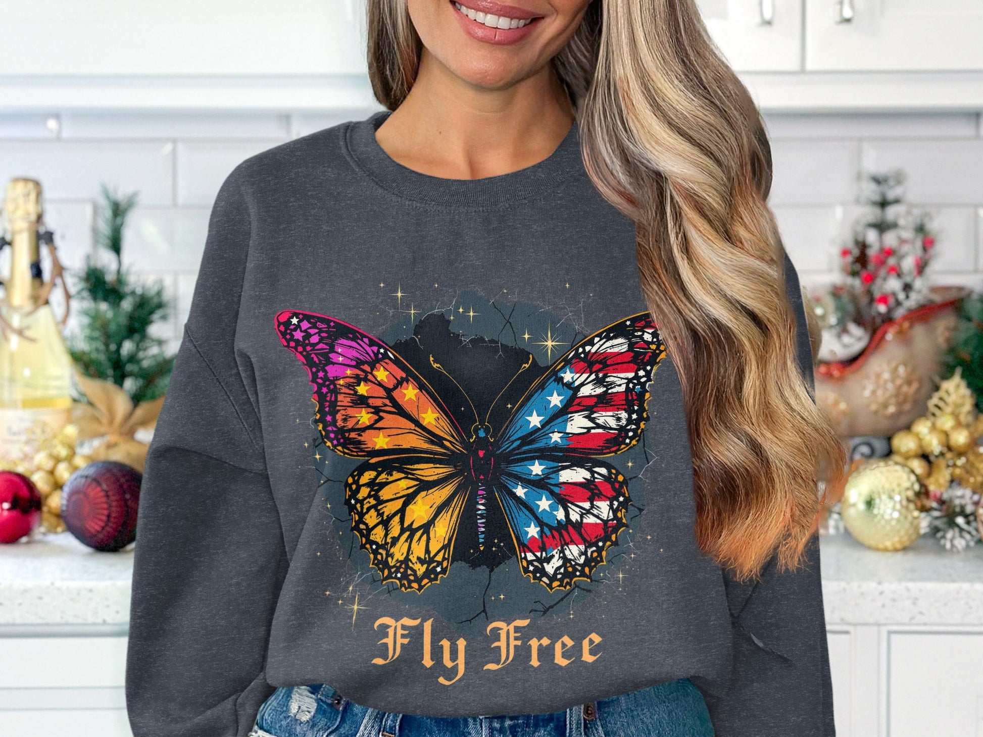 Fly Free Butterfly Printed Sweatshirt product type