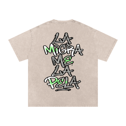 La migra me la pela Snow Washed Oversized Cotton T-Shirt