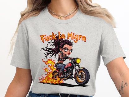 Fierce Biker Girl T-Shirt with Flame Design product