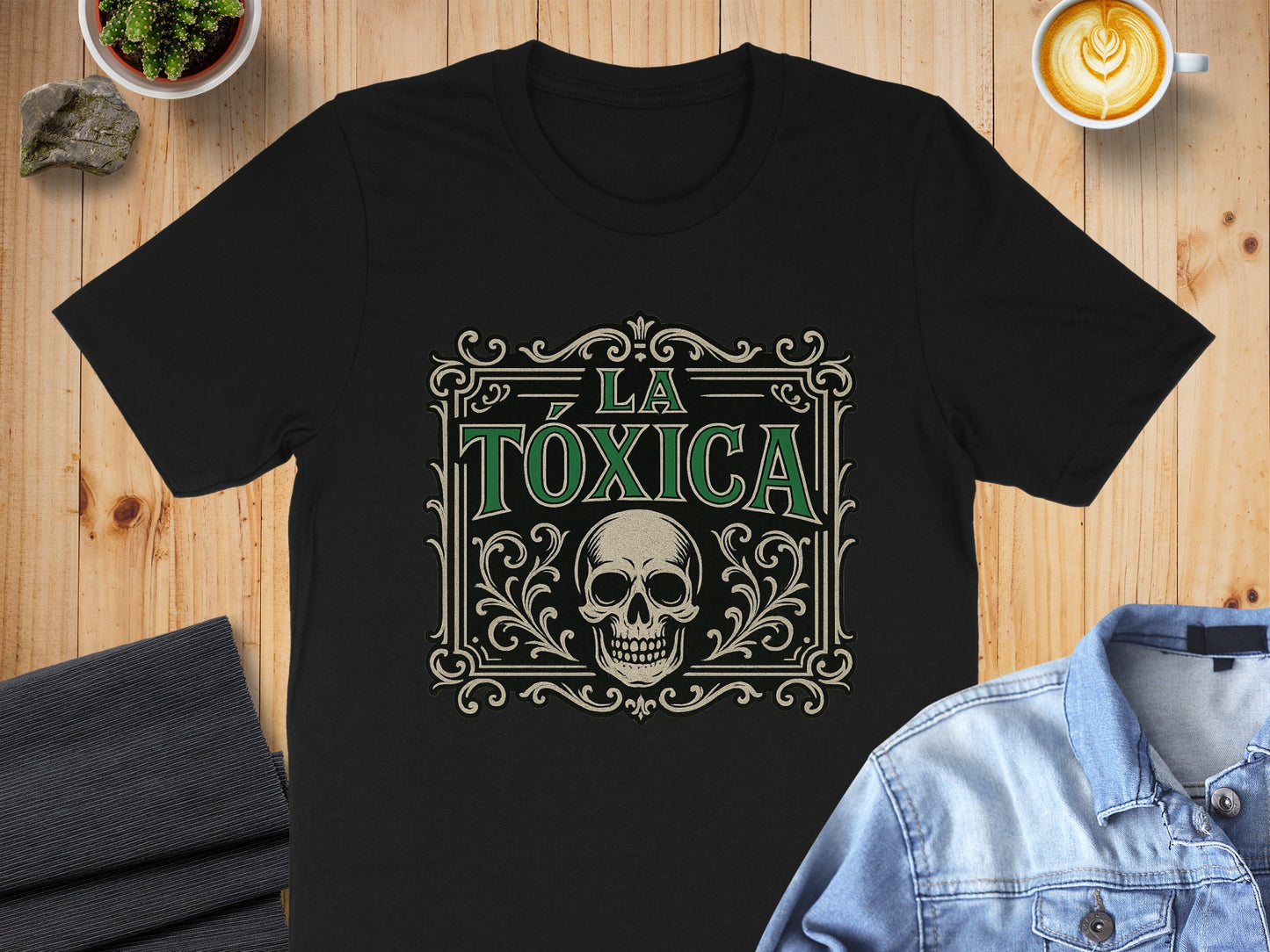 La Toxica Skull Design Stylish Black T-Shirt product type