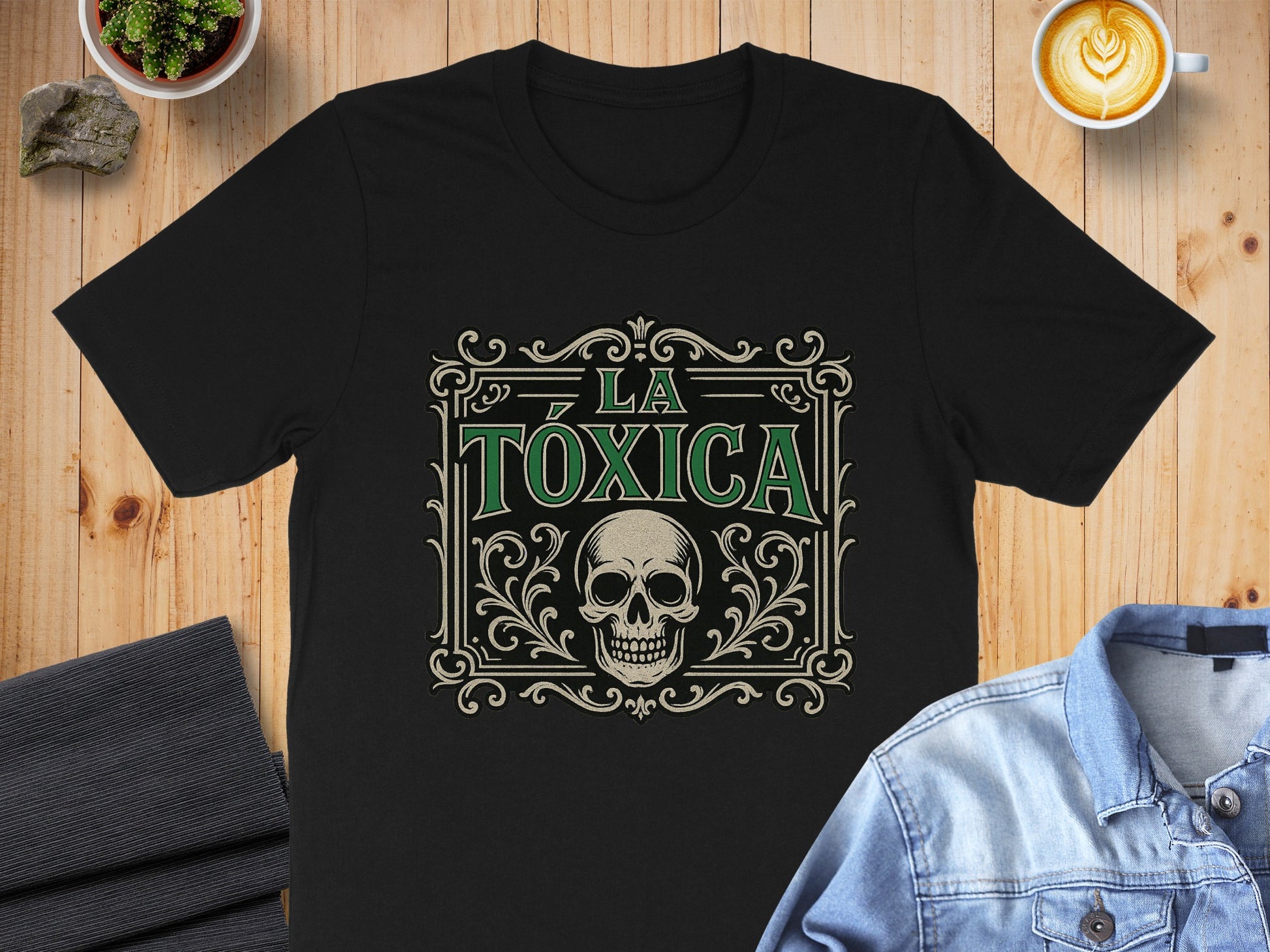 La Toxica Skull Design Stylish Black T-Shirt product type