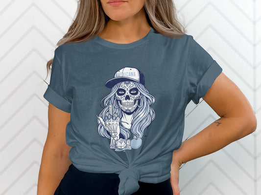 Americana Sugar Skull Long-Haired Woman T-Shirt