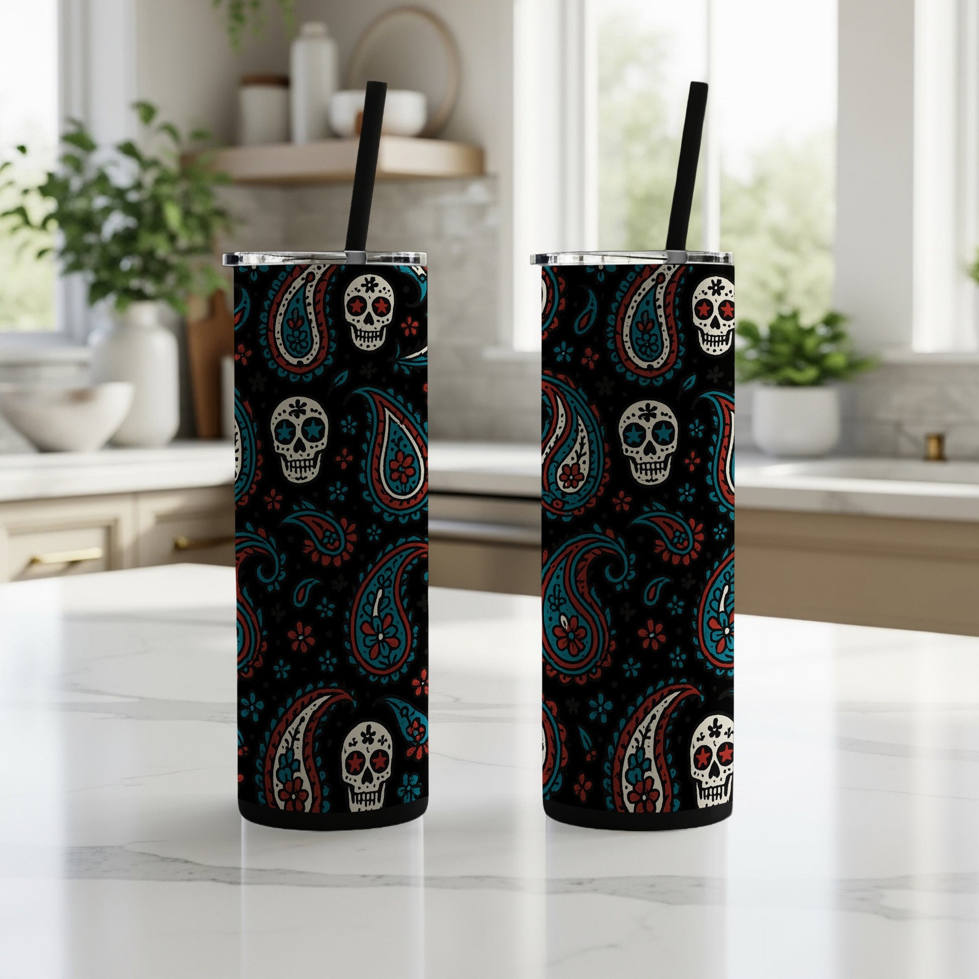 Paisley Sugar Skull Art Print Insulated Tumbler product