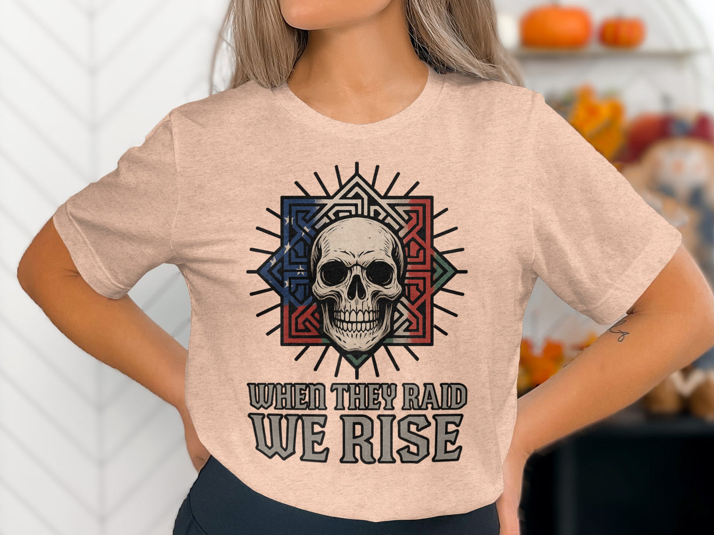 When They Raid We Rise Skull Graphic T-shirt