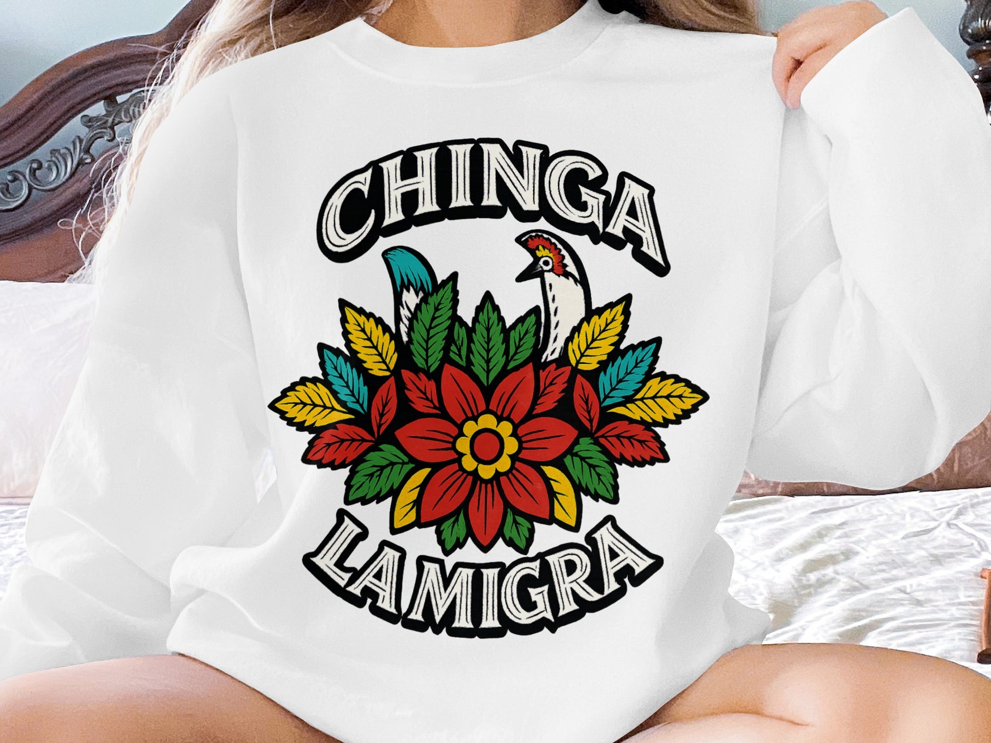 Chinga La Migra Graphic Sweatshirt Fashion Product