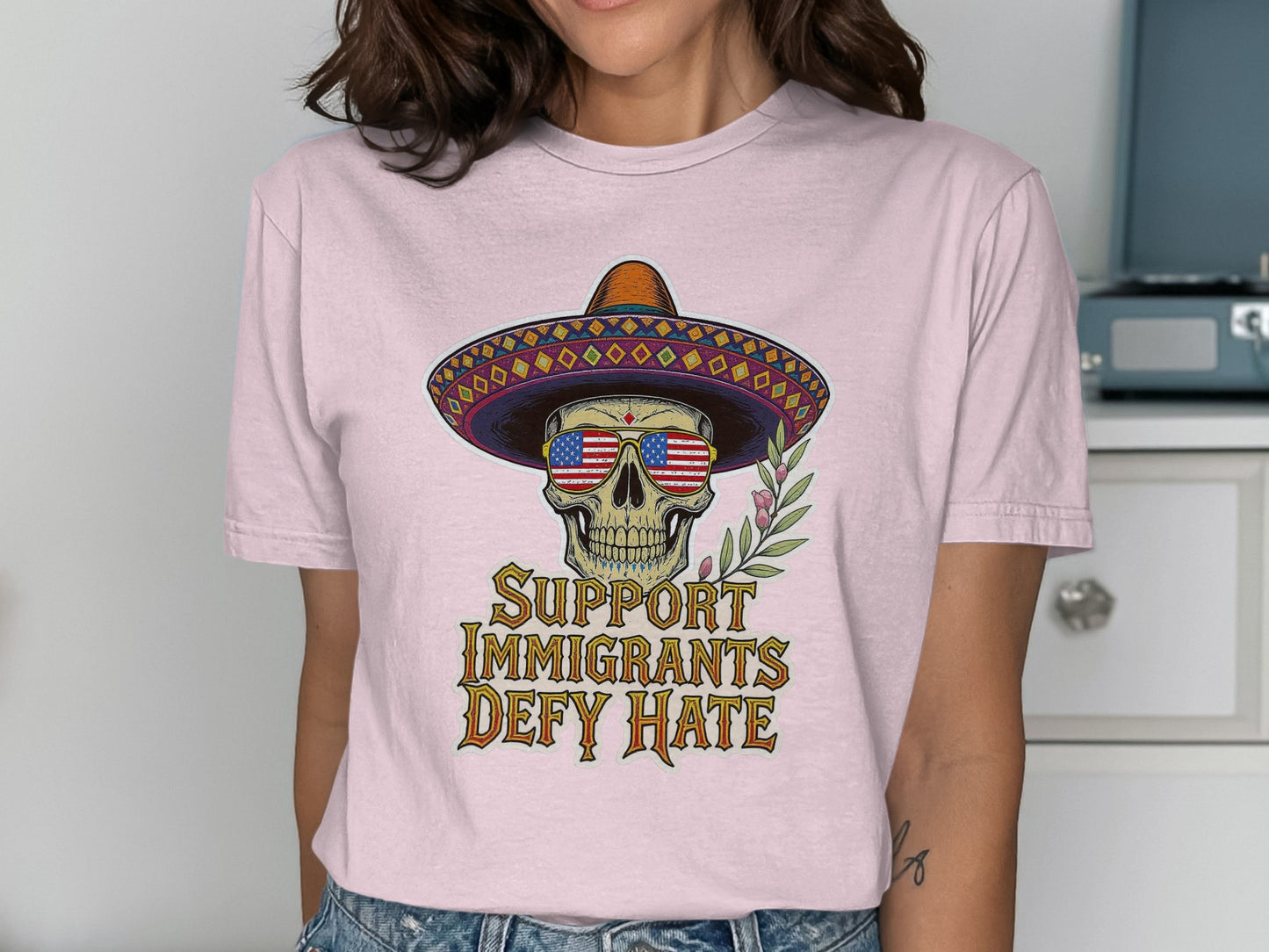 Support Immigrants Defy Hate Skull T-Shirt product type
