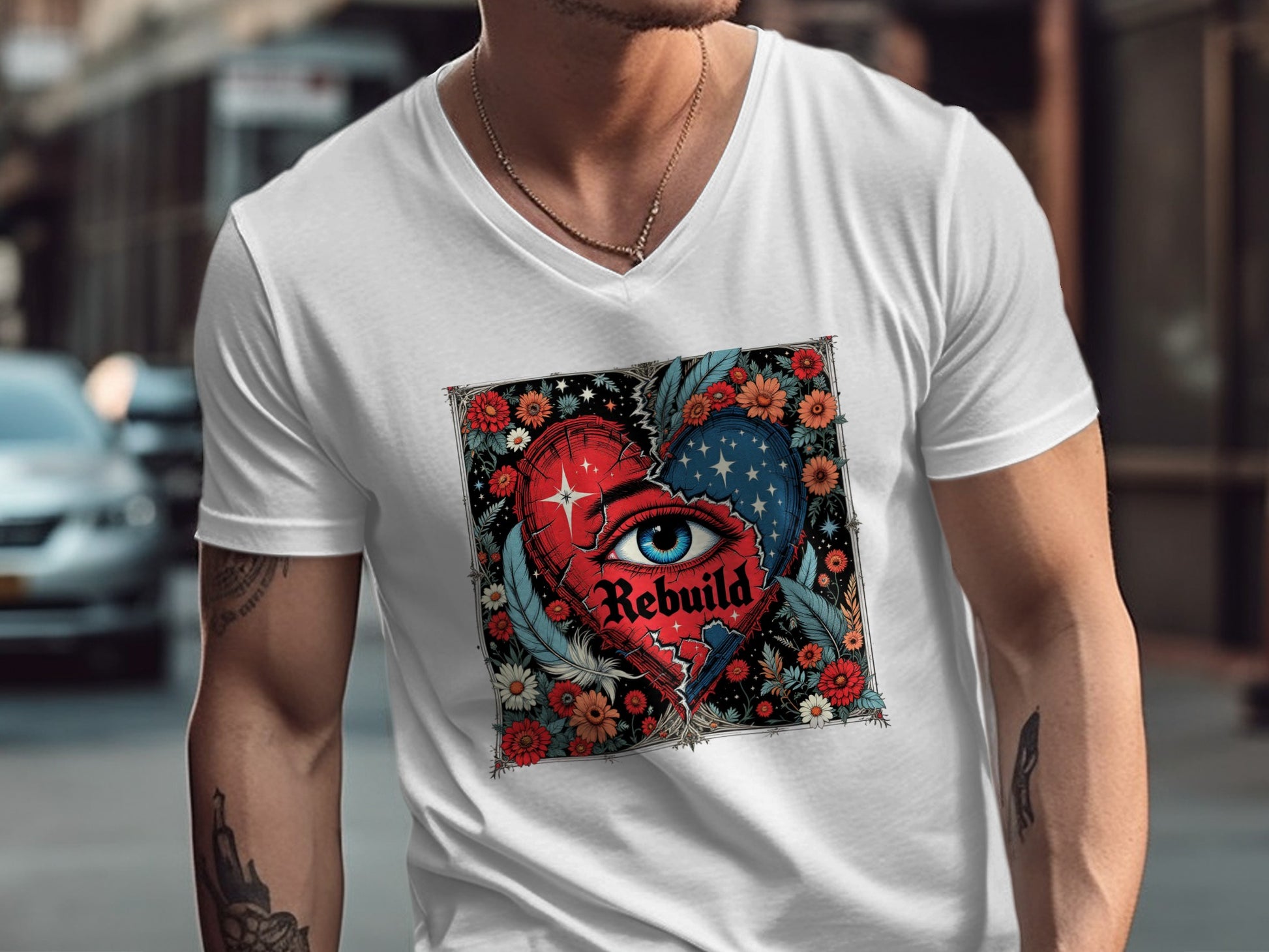 Rebuild Graphic Eye and Heart Art Men's T-Shirt product type