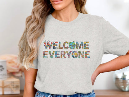 Welcome Everyone World Map Themed T-Shirt