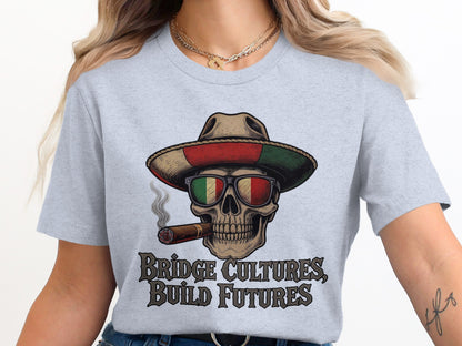 Bridge Cultures Build Futures Skull T-Shirt product type