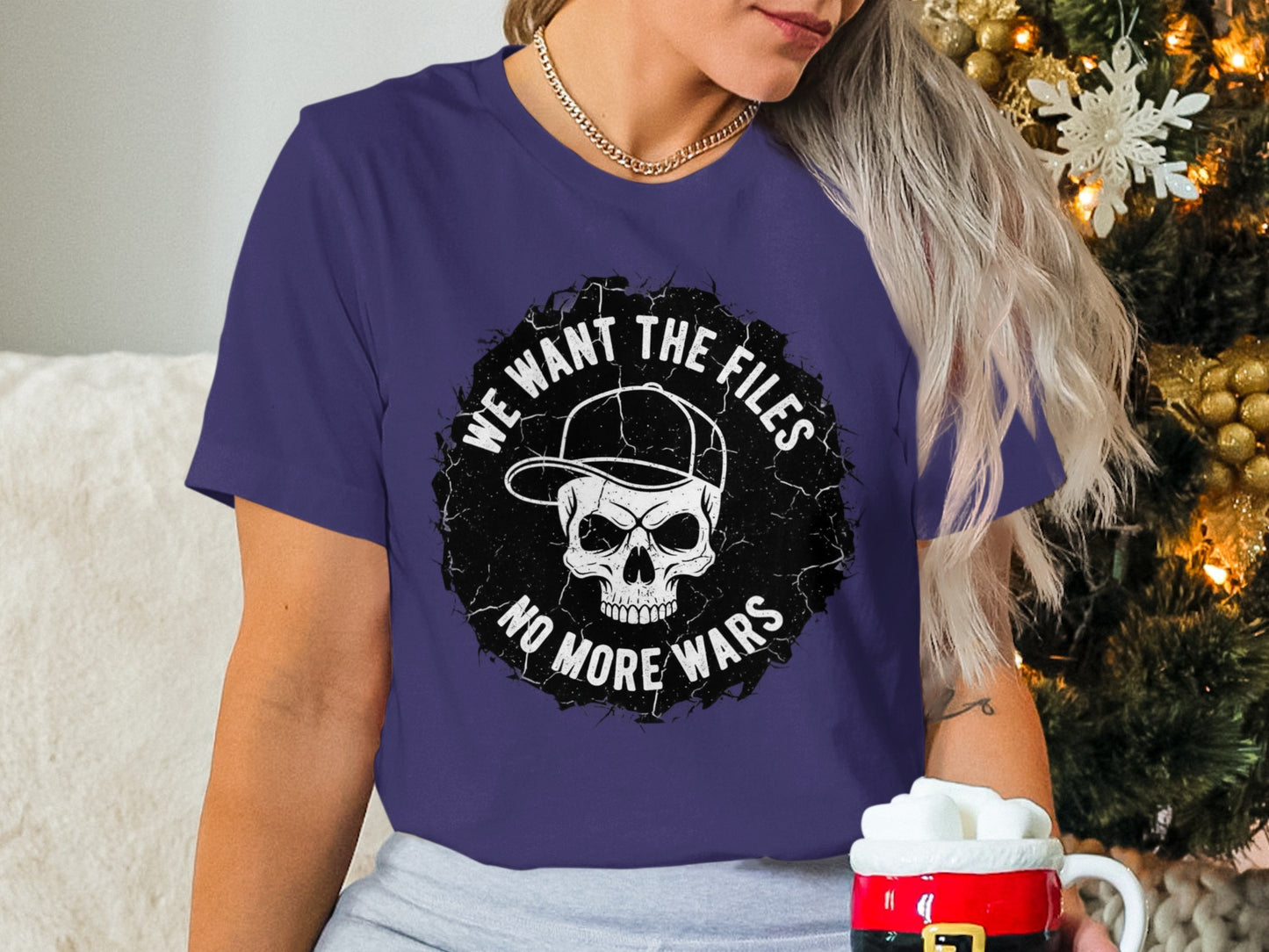 We Want The Files No More Wars Skull Graphic T-Shirt