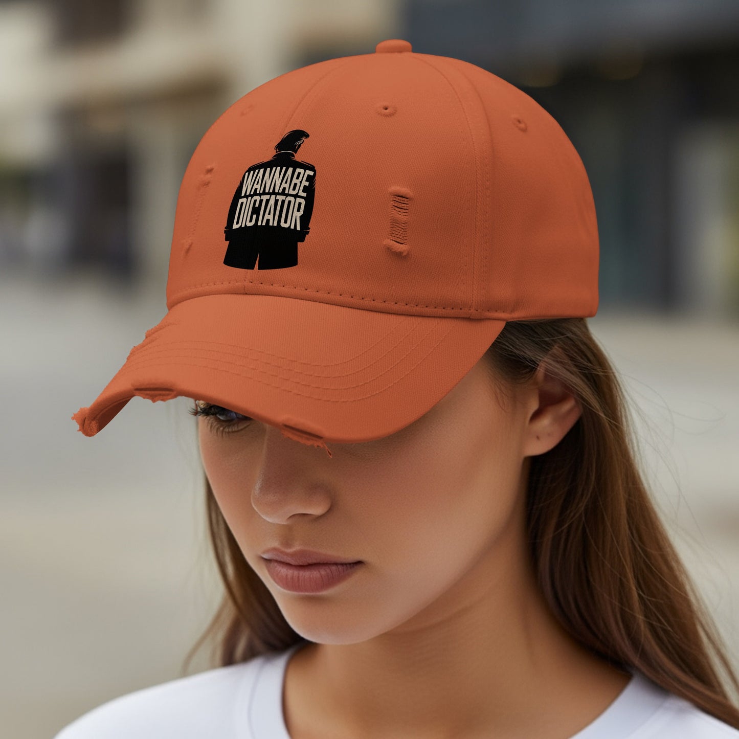 Wannabe Dictator Distressed Orange Baseball Cap product