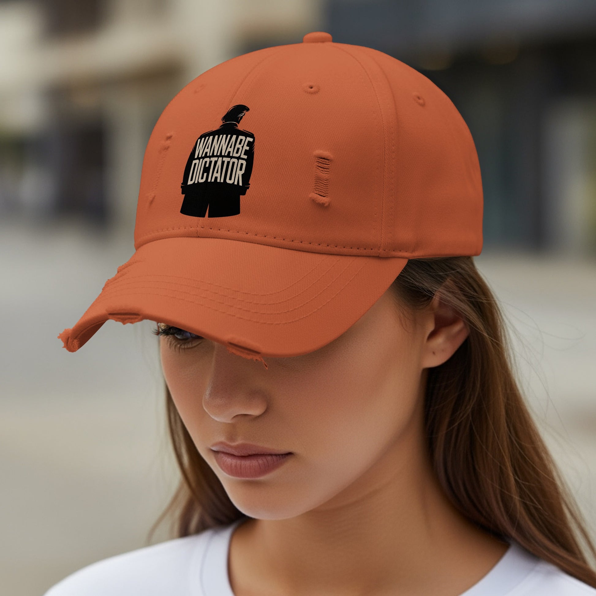 Wannabe Dictator Distressed Orange Baseball Cap product