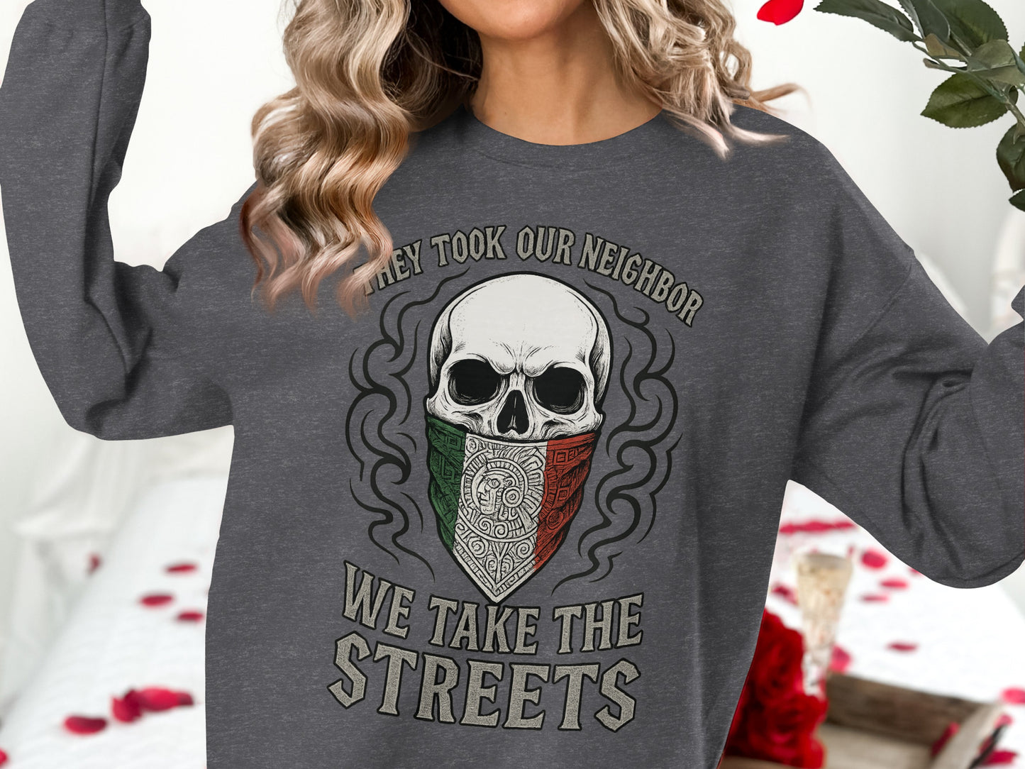 Skull Bandana Design They Took Our Neighbor Shirt