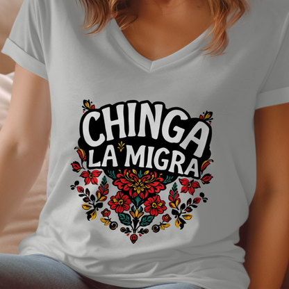 CHINGA LA MIGRA Graphic Floral Women's T-Shirt product type