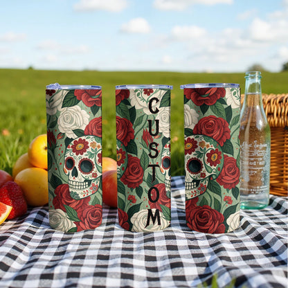 Custom Skull Roses Design Tumbler Travel Product