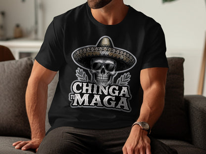 Chinga Tu Maga Skull with Sombrero Graphic Tee product