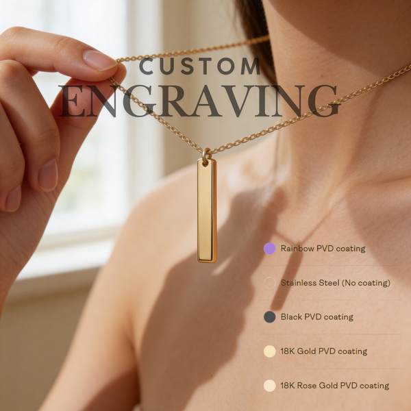 Custom Vertical Bar Necklace (Engraving)