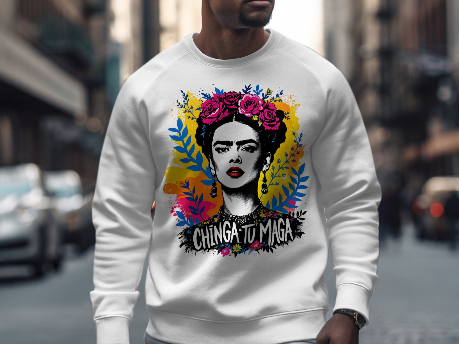 Frida Kahlo Chinga Tu Maga White Sweatshirt product