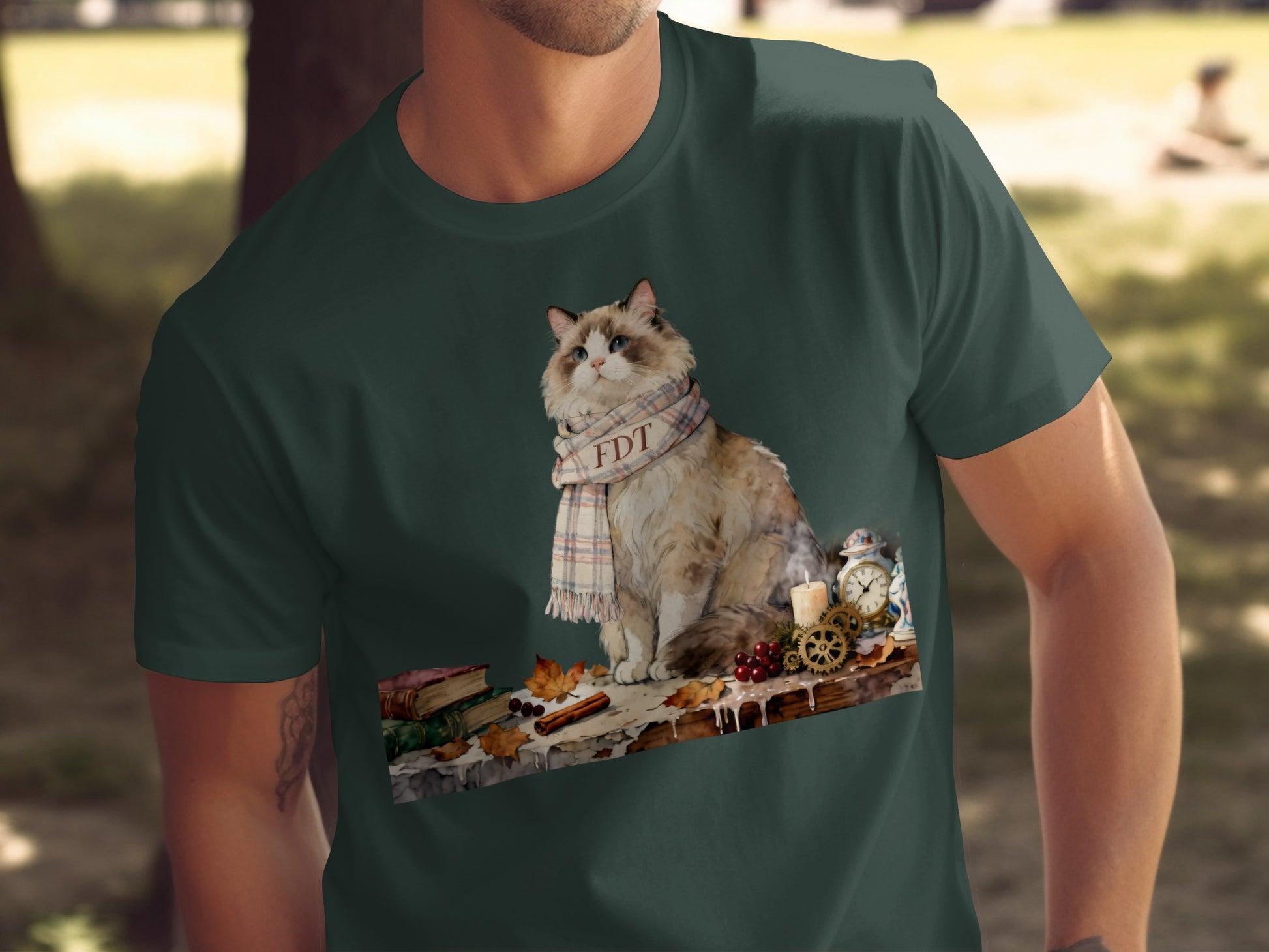 Adorable Cat with FDT Scarf Shirt for Cat Lovers