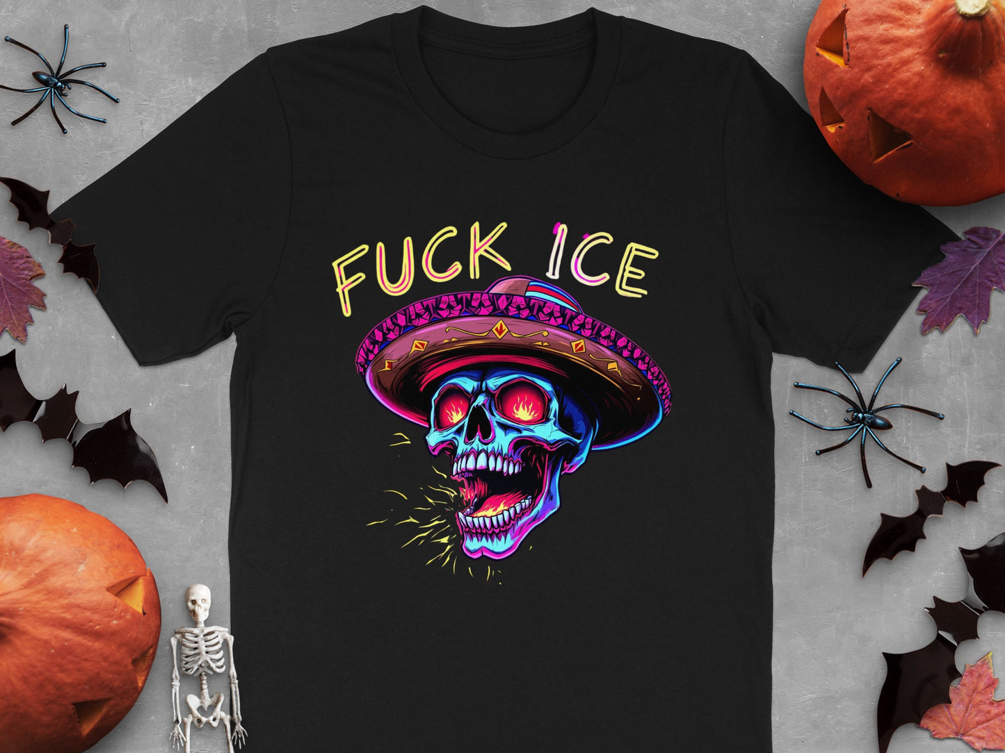 Glow in the Dark Skull and Hat Halloween Shirt product type