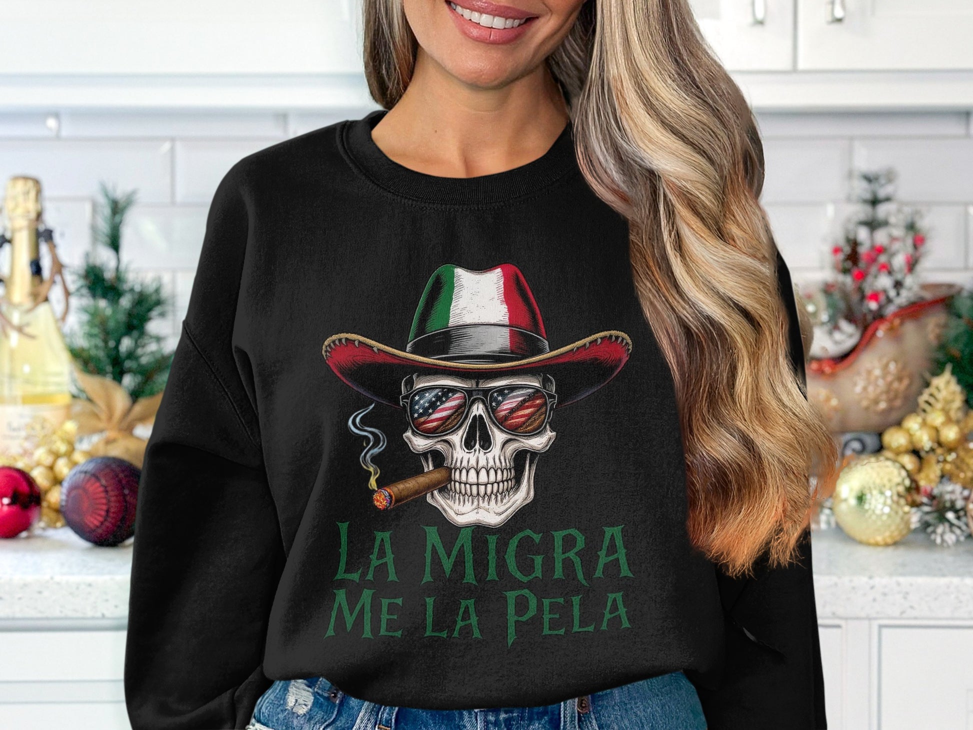 La Migra Me La Pela Skull Themed Apparel product type
