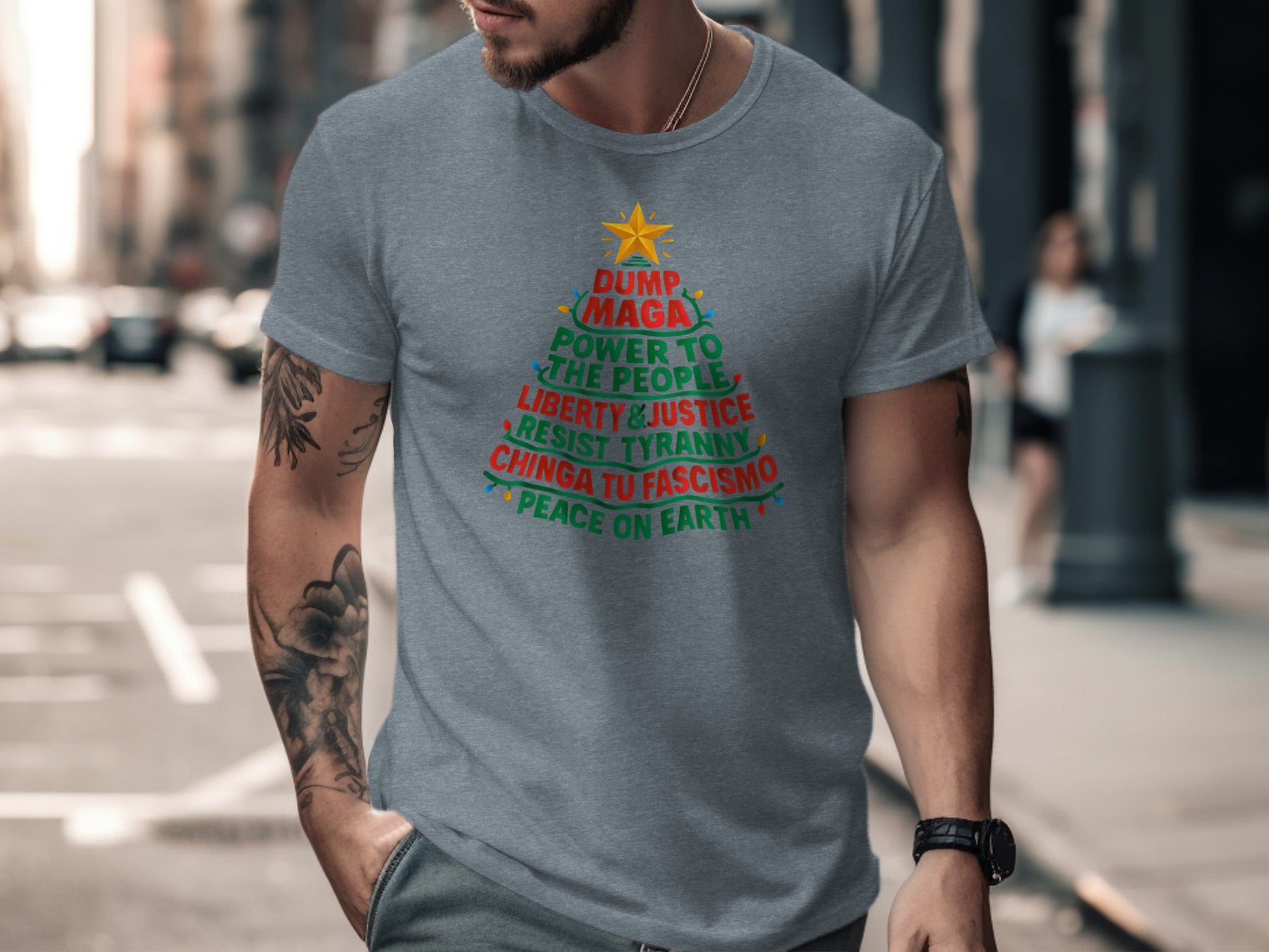 Christmas Tree Design Peace on Earth T-shirt