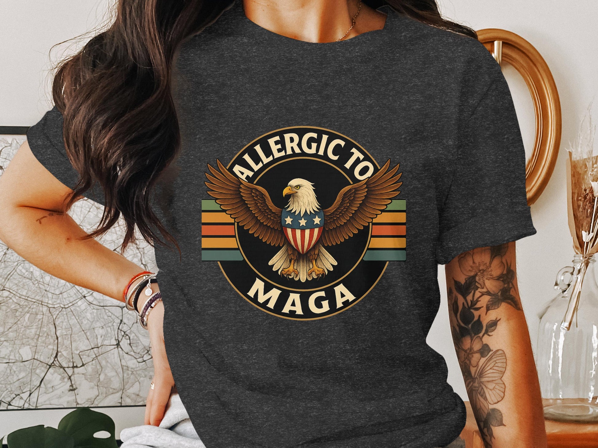 Allergic to MAGA Patriotic Eagle Graphic Shirt product