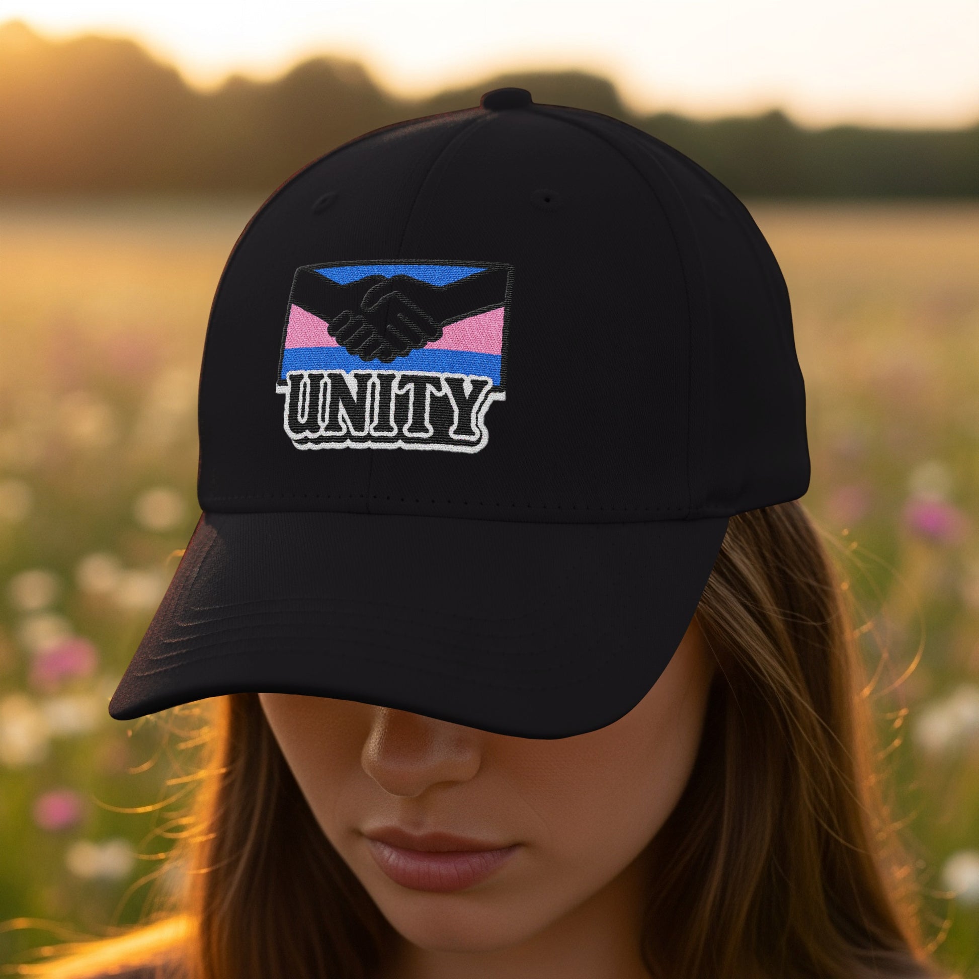 Unity Handshake Embroidered Black Cap Hat product