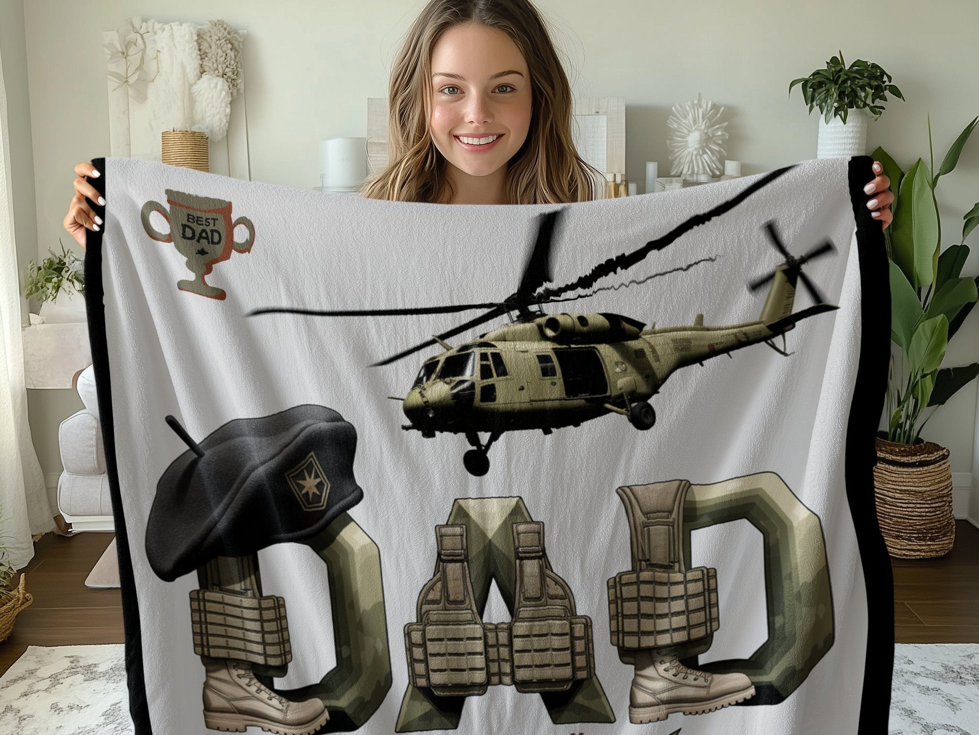 Military Dad Helicopter Design Blanket product